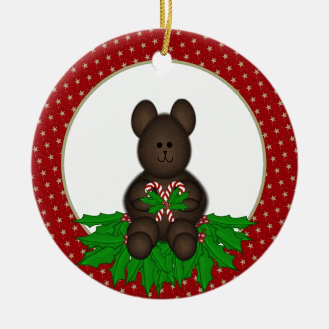 Personalised Christmas Bear Ornament (Front)