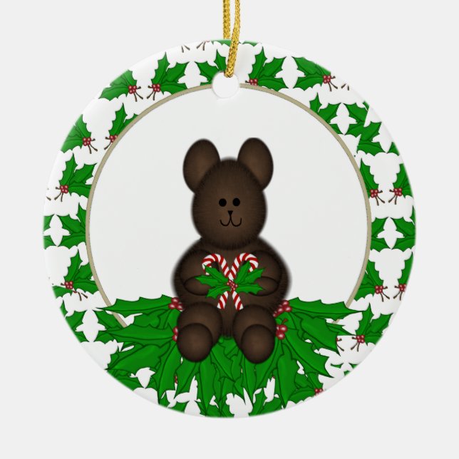 Personalised Christmas Bear Ornament (Front)