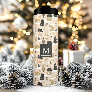 Personalised Christmas Bear Village Thermal Tumbler
