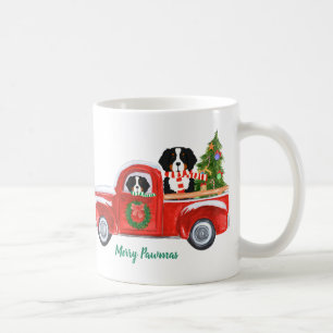 Personalised Christmas Berner Dogs Red Truck Coffee Mug