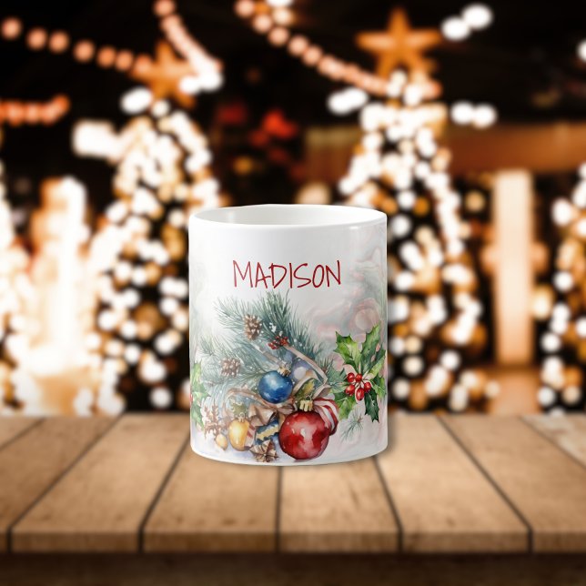 Personalised Christmas Berries and Frosted Wreath  Magic Mug (Creator Uploaded)