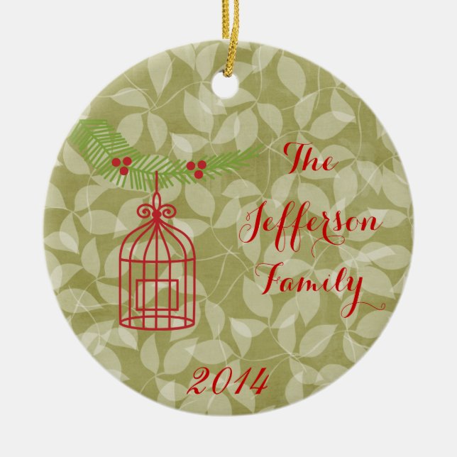 Personalised Christmas Bird Cage Family Ornament (Front)