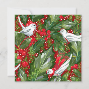 Personalised Christmas Birds Flat Holiday Card