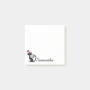 Personalised Christmas Black Cat Post-It Notes