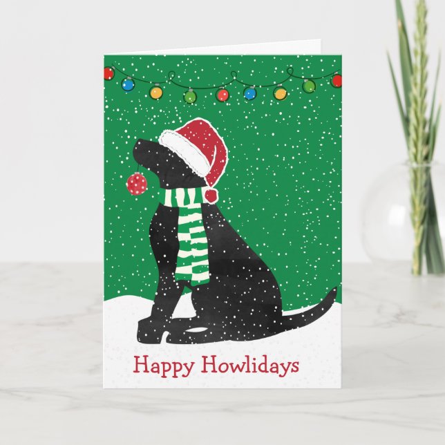 Personalised Christmas Black Lab Holiday Dog Card (Front)