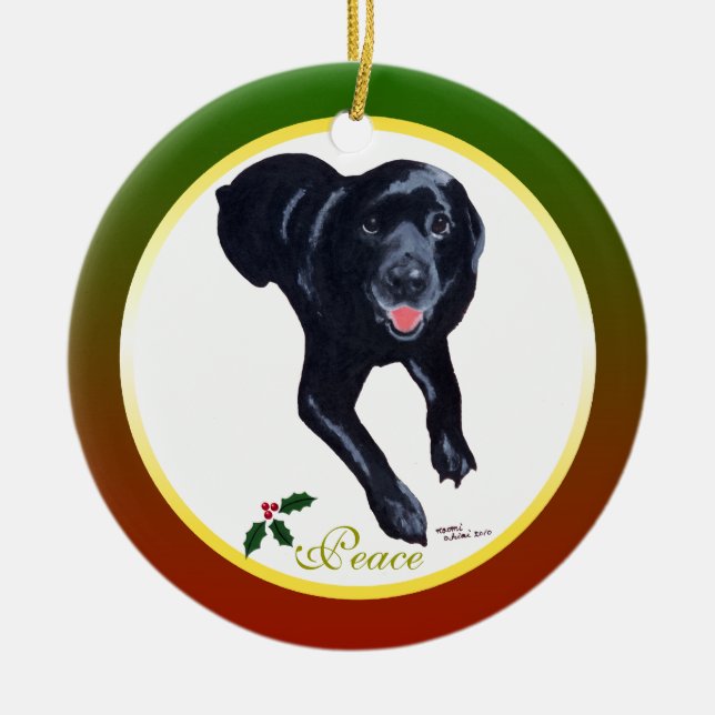 Personalised Christmas Black Labrador Ornament (Front)