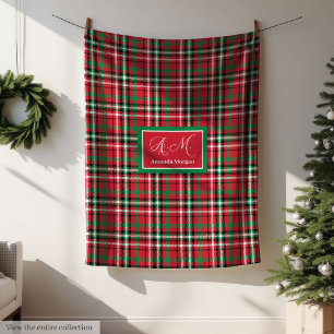 Personalised Christmas Blanket Red Green Plaid