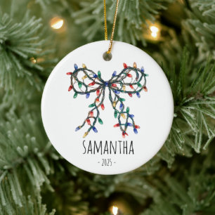 Personalised Christmas Bow Ornament for Her or Mum
