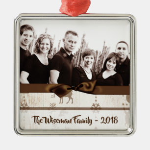 Personalised Christmas Burlap Deer PHOTO Ornament