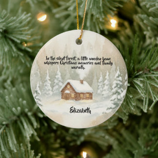 Personalised Christmas Cabin Ceramic Ornament