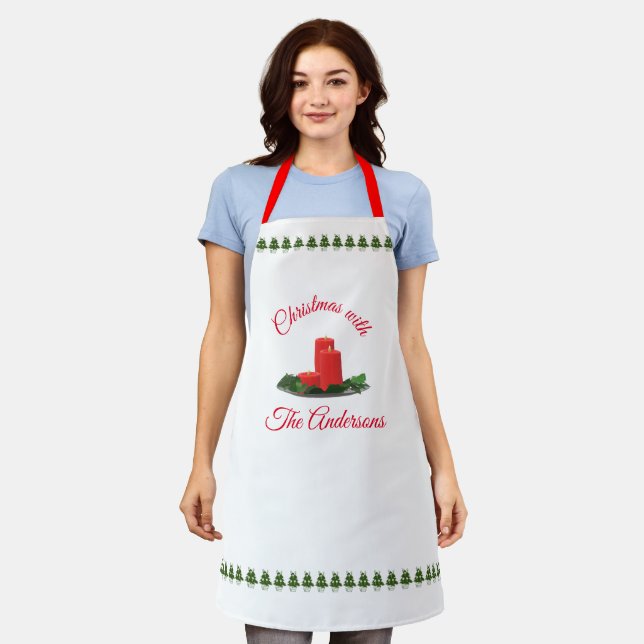  Personalised Christmas Candles Apron (Worn)