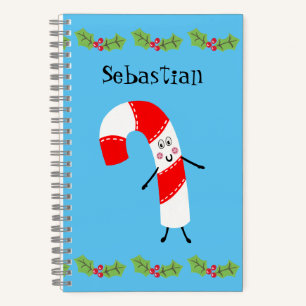 Personalised Christmas Candy Cane Notebook