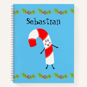 Personalised Christmas Candy Cane Notebook
