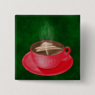 Personalised Christmas Cappuccino Art 15 Cm Square Badge