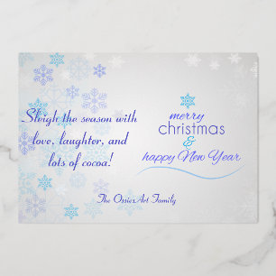 Personalised Christmas Card. Foil Holiday Card