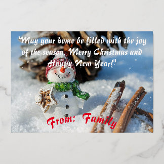 Personalised Christmas Card. Foil Holiday Card