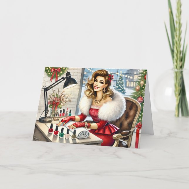 Personalised Christmas Card for Nail Salon Clients (Front)