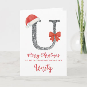 Personalised Christmas Card - Letter U