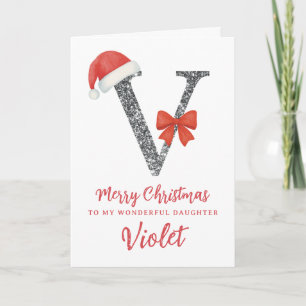 Personalised Christmas Card - Letter V