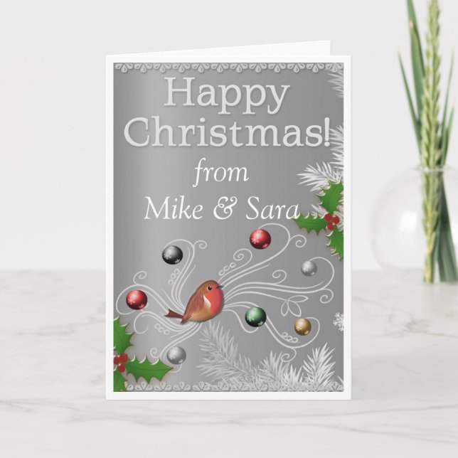 Personalised Christmas Card Silver (Front)