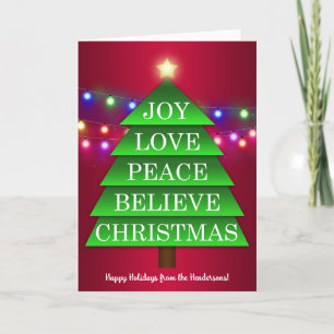 Personalised Christmas Card with Tree, Lights