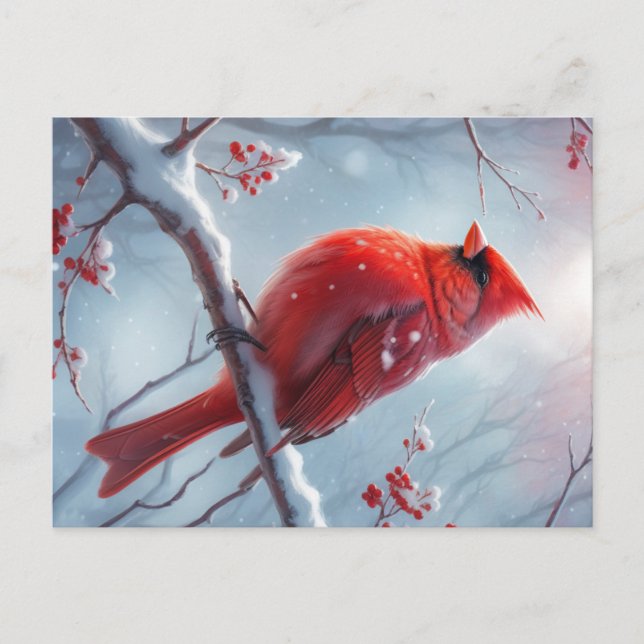 Personalised Christmas Cardinal Postcard, Postcard (Front)