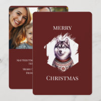 Personalised Christmas Cards, Husky Holiday