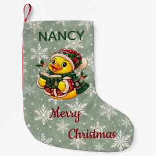 Personalised Christmas Caroler Rubber Duck Small Christmas Stocking