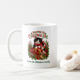 Personalised Christmas Cat Gift Wrapping Mug