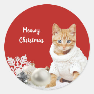 Personalised Christmas Cat Stickers