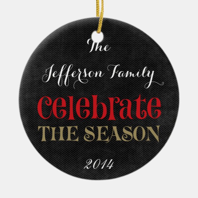 Personalised Christmas Celebrate Family Ornament (Front)
