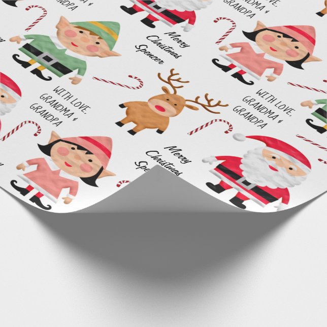 Personalised Christmas Characters Wrapping Paper (Corner)