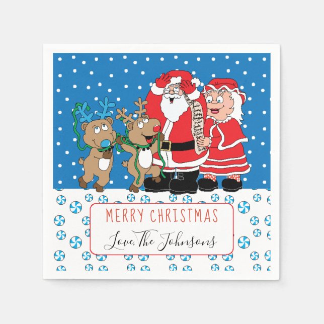 Personalised Christmas Cocktail Napkin Santa Claus (Front)