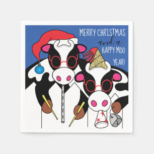 Personalised Christmas Cocktail Napkins "Cows"