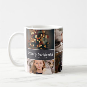 Personalised, Christmas, Collage 6 Photos, Chalk Coffee Mug