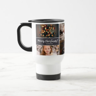 Personalised, Christmas, Collage 6 Photos, Chalk Travel Mug