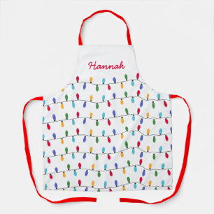 Personalised Christmas Colourful lights Pattern Apron