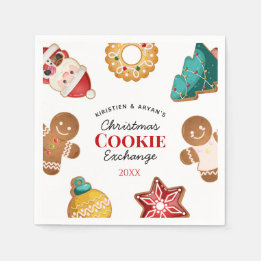 Personalised Christmas Cookie Exchange Gingerbread Napkin