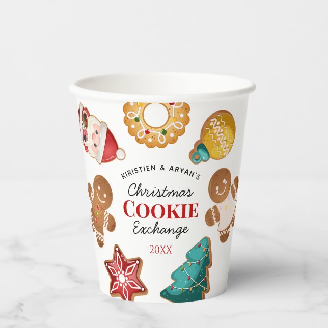 Personalised Christmas Cookie Exchange Gingerbread Paper Cups (Front)