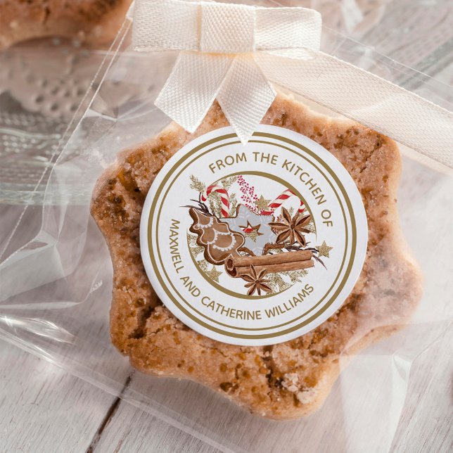 Personalised Christmas Cookie Holiday Baking Classic Round Sticker (Creator Uploaded)