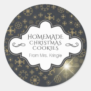 Personalised Christmas Cookie Holiday Baking Gold Classic Round Sticker