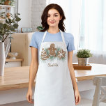 Personalised Christmas Cookies  Apron<br><div class="desc">This festive apron is decorated with watercolor Christmas cookies and foliage.
Easily customisable with your name or monogram.
Because we create our artwork you won't find this exact image from other designers.
Original Watercolor © Michele Davies.</div>