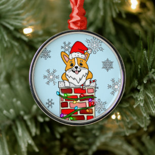 Personalised Christmas Corgi   Metal Ornament