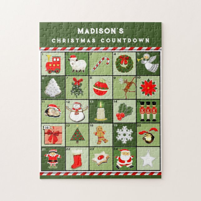 Personalised Christmas Countdown Jigsaw Puzzle (Vertical)