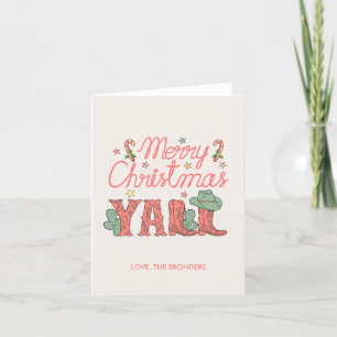 Personalised Christmas Cowgirl Blank Holiday Card