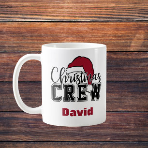 Personalised Christmas Crew Mug with Santa Hat