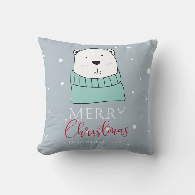 Personalised Christmas Cute Animals Cushion (Front)
