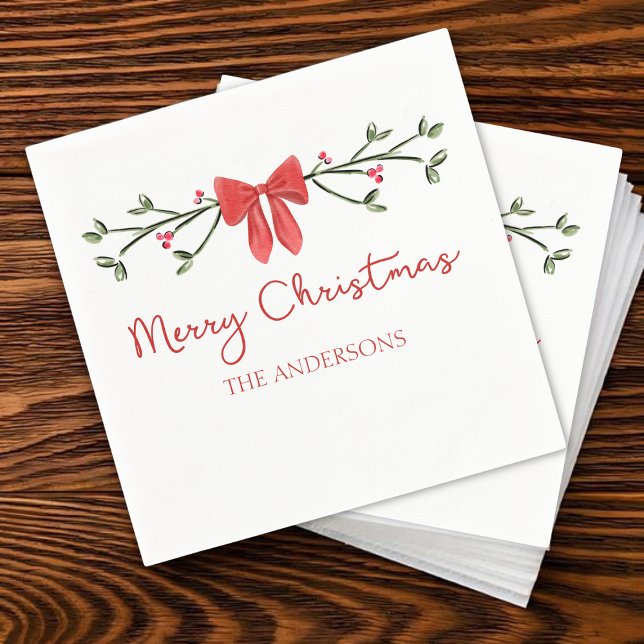 Personalised Christmas Cute Coquette Bow Trendy Napkin (Creator Uploaded)