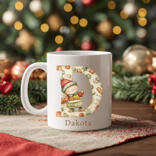 Personalised Christmas D Initial Monogram Coffee Mug