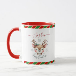 Personalised Christmas Deer Face Christmas Mug